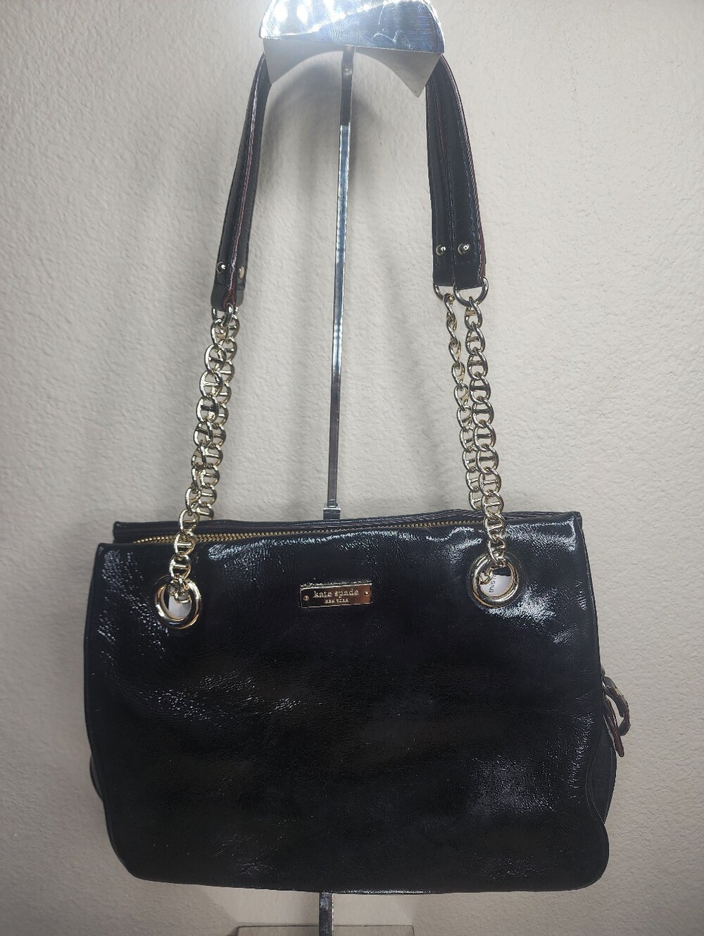 kate spade Black Patent Leather Triple Compartment Bag With COA